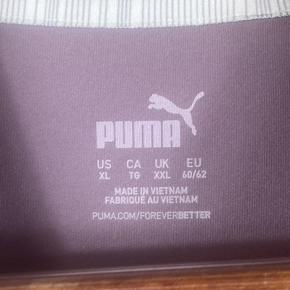 Puma Mens XL Purple Stripe Golf Polo Performance Moisture Wicking Athletic Shirt